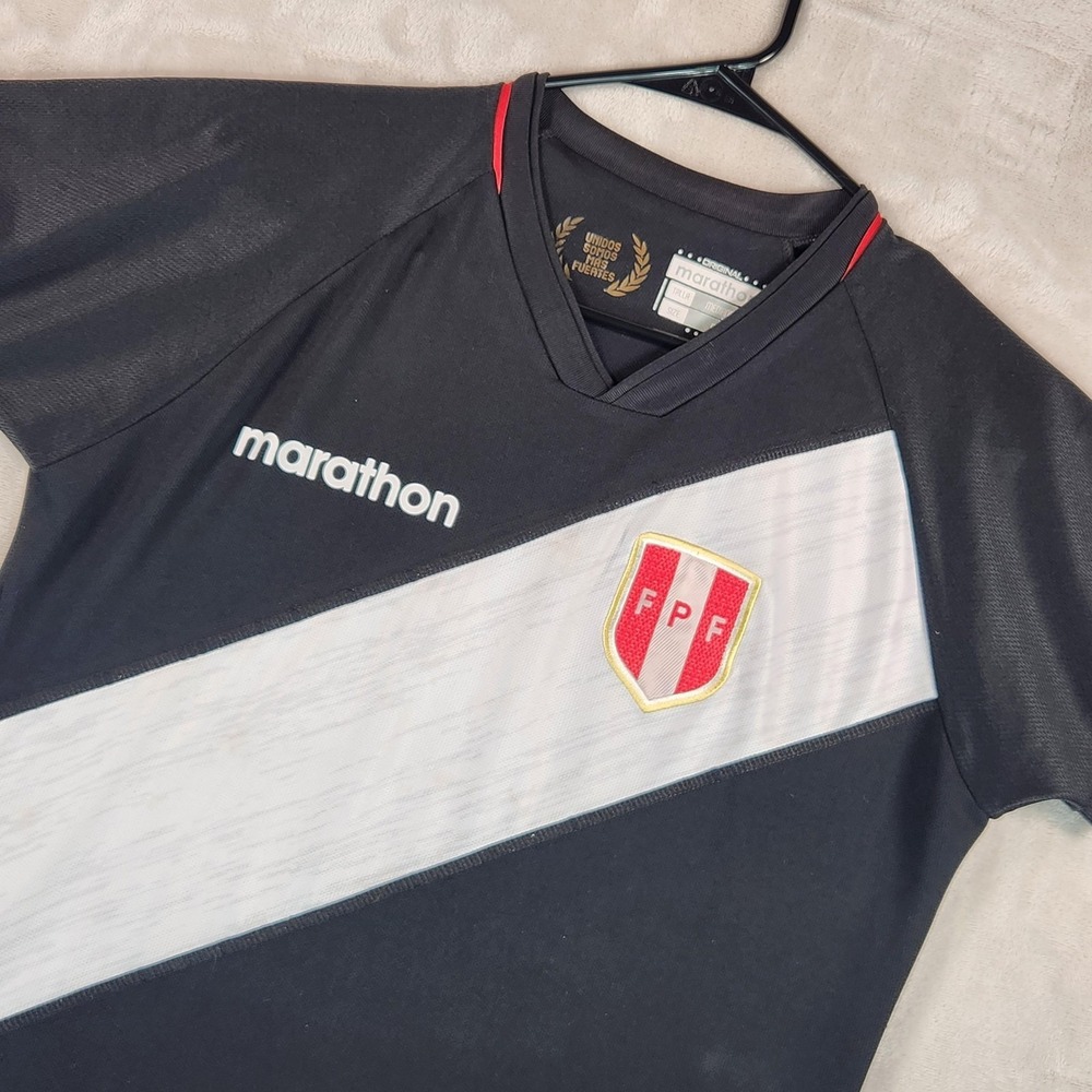 Peru National Team Jersey Mens Medium Black Marathon Soccer‎ FPF HIDROTEC